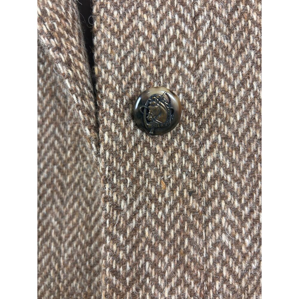 Lauren Ralph Lauren Wool Coat Brown Herringbone Button Front Women’s M - Picture 10 of 11